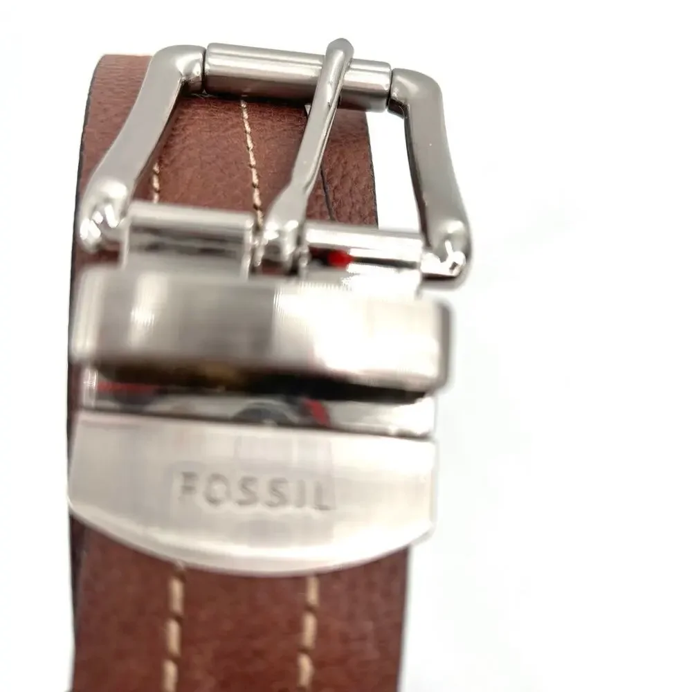 Fossil men’s double stitch square buckle belt